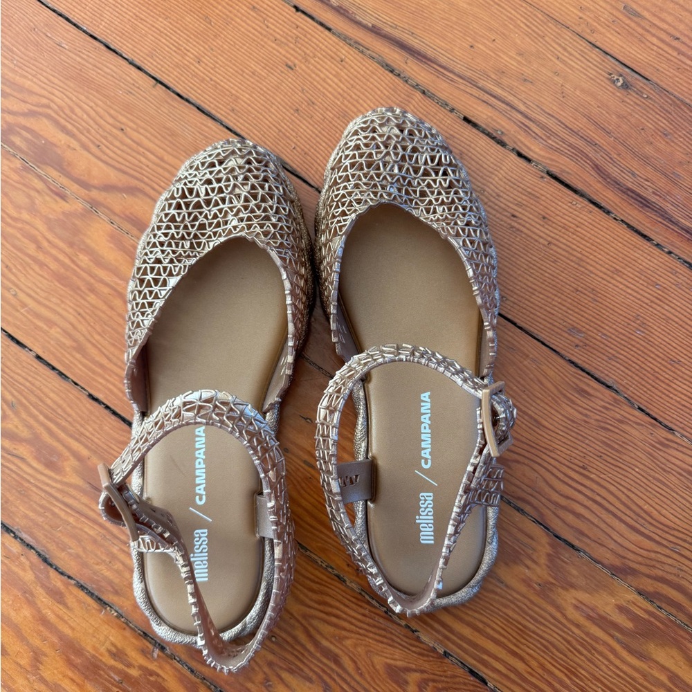 Melissa Campana Gold Flats size 8